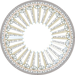 Vector sketch illustration silhouette of European ethnic classic vintage rosette mandala design