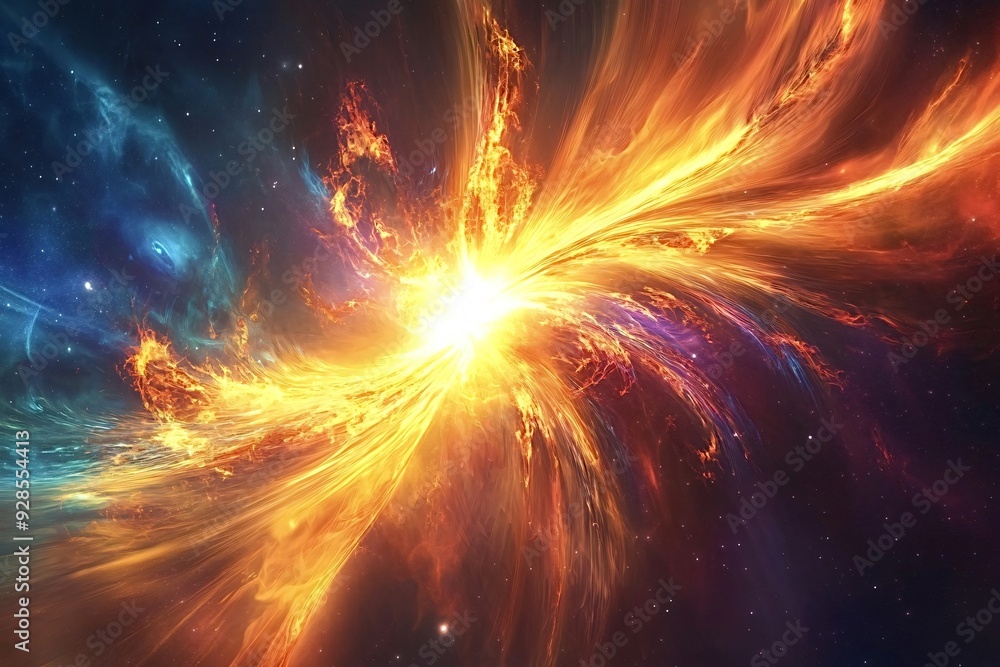 Poster supernova is exploding and forming a wormhole in the fabric of spacetime. magnetic storm