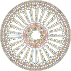 Vector sketch illustration silhouette of European ethnic classic vintage rosette mandala design