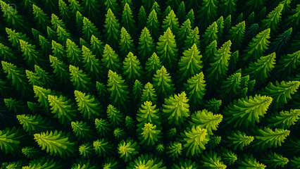 Fototapeta premium Arial top view of green trees illustration