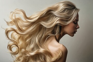 Naklejka premium Golden Hair Flowing in the Wind