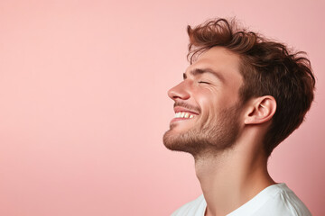 Fototapeta premium A close up of a man's face with his eyes closed