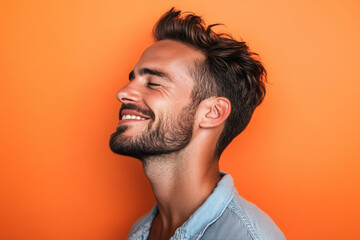 Obraz premium A close up of a man's face with his eyes closed