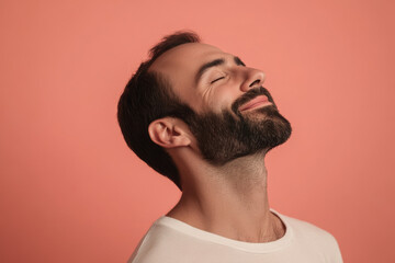 Fototapeta premium A close up of a man's face with his eyes closed
