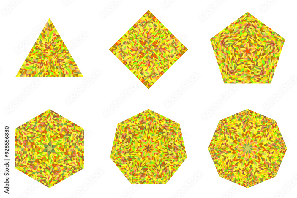 Poster isolated abstract mosaic polygon logo template set - geometrical vector element from geometric shape
