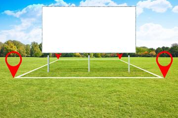 LAND PLOT MANAGEMENT WITH BLANK ADVERTISING BILLBOARD - Real Estate concept on a vacant land...