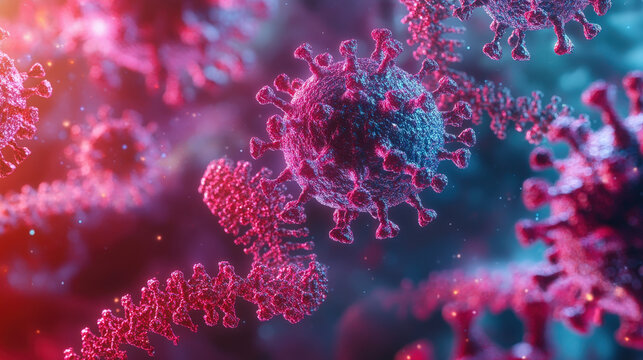 Illustration of flu virus mutation over time, ailment, evolutionary biology. 