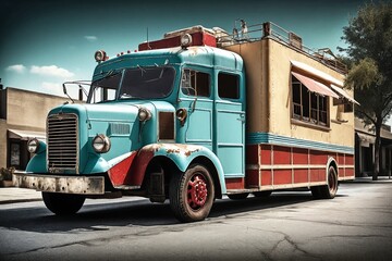 Vintage Food Truck on Street