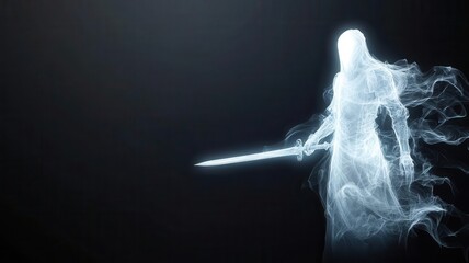 Fototapeta premium Spectral knight with a ghostly sword
