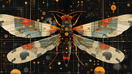 Abstract Geometric Insect with Technology Inspired Design.