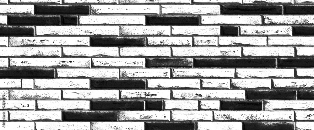 Wall mural vector white brick wall with light gray shades seamless pattern surface texture background and white