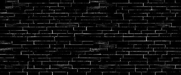 Vector black brick wall seamless texture and distressed overlay texture of old brickwork.