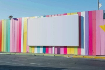 Obraz premium Colorful Urban Mural with Blank Billboard on Vibrant Street Wall