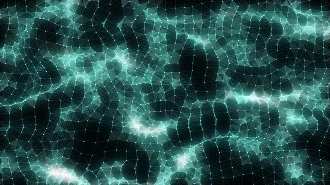 Abstract distorted wireframe wave. Curve surface background. Technology grid pattern. Blue mesh wave. 3d rendering.
