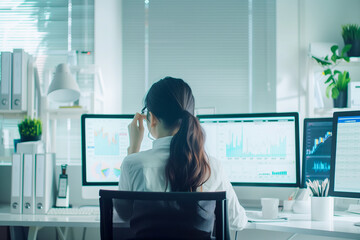  businesswoman working on computer at office