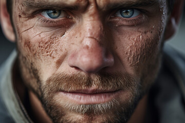 Obraz premium Close up portrait of a face with skin problem dermatology imperfections generative AI