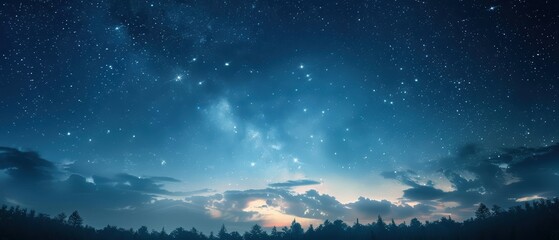 Starry Night: Celestial Beauty of Clear Sky with Constellations and Light Clouds, Perfect for Astronomy Enthusiasts