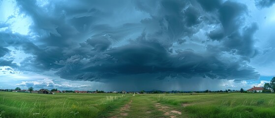 Wrath of Nature: Intense Storm Clouds and Rain in Dramatic Sky