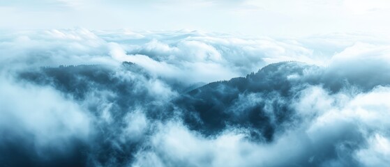Obraz premium Eerie and Mysterious Landscape Covered in Dense Fog and Clouds for Suspense Themes
