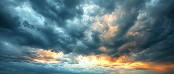 Fototapeta premium Moody Sky with Dark Clouds and Rainbow - A Dramatic Weather Scene