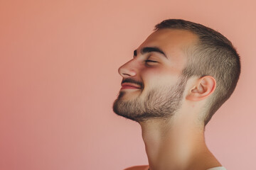 Fototapeta premium A close up of a man's face with his eyes closed