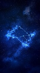 A vibrant depiction of the constellation Taurus shining brightly against a deep blue night sky filled with stars