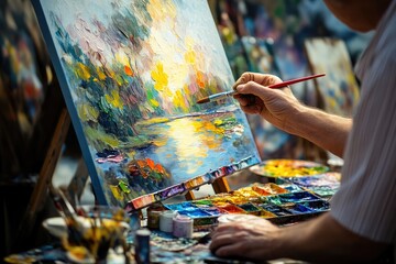 Obraz premium A Painter’s Studio Alive with Vibrant Art
