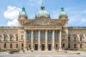 View at the Courthouse building in the streets of Leipzig in Germany