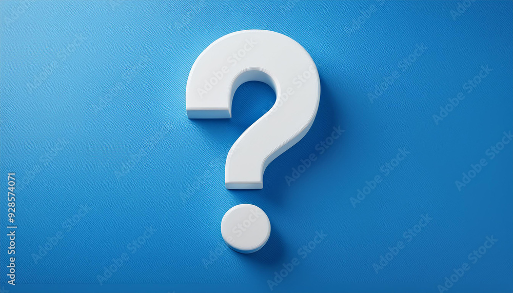 Fototapete question mark on blue background. 3d rendering. faq and qa. problem solution.