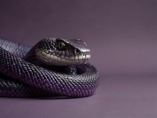 Obraz premium Sleek Purple Snake on a Modern Minimalistic Background - Perfect for Contemporary Decor, Nature Art, and Stylish Design