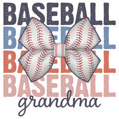 Baseball grandma retro coquette bow, best baseball family bow designs