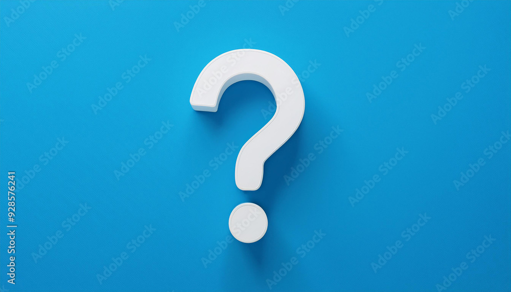 Fototapete question mark on blue background. 3d rendering. faq and qa. problem solution.
