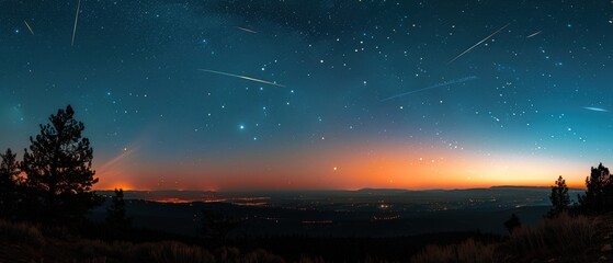 Obraz premium Serene Night Sky with Sparkling Stars and Meteor Showers