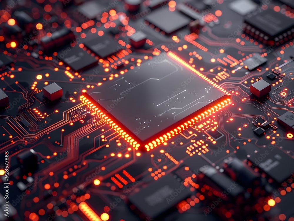Poster intricate design of a high performance processor chip showcasing cutting edge technology