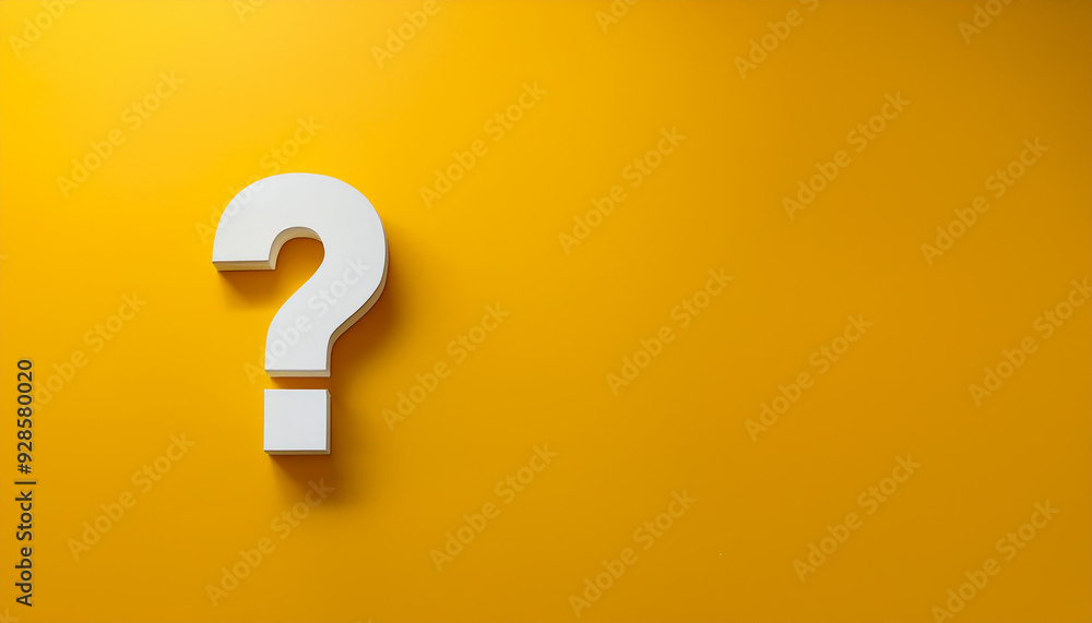 Poster question mark on yellow background. 3d rendering. faq and qa. problem solution.