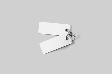 Two plastic key tags mockup. 3D rendering