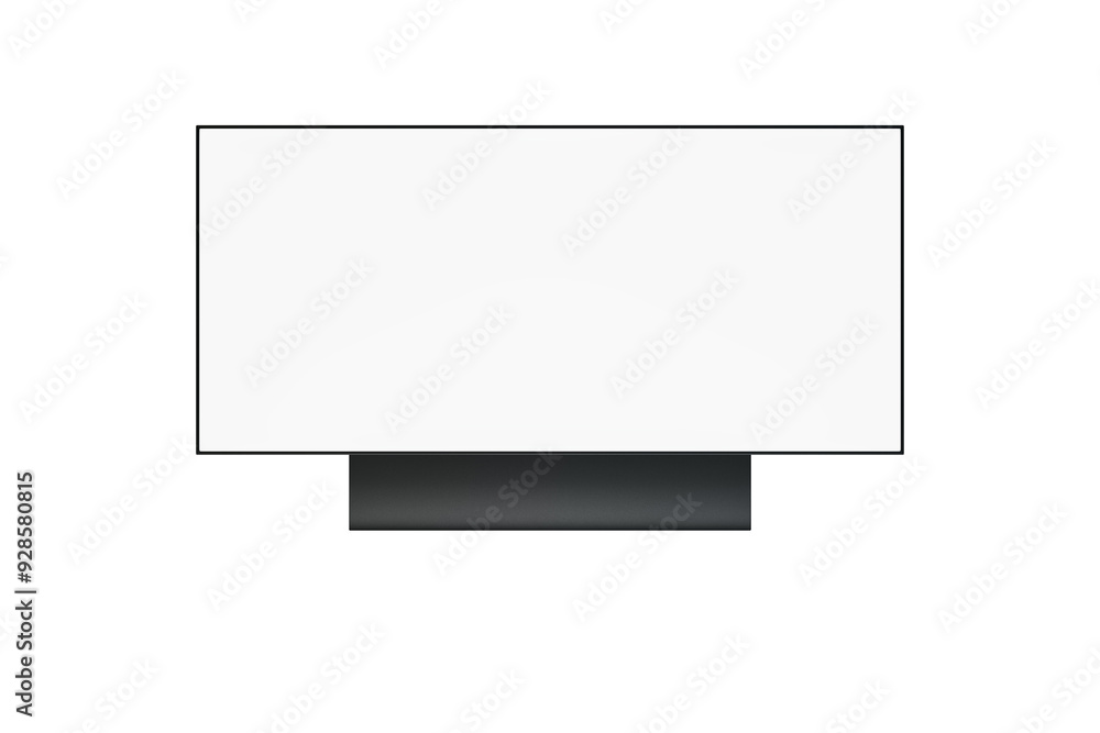 Poster blank display screen mockup with a black stand on a white background. perfect for showcasing digital
