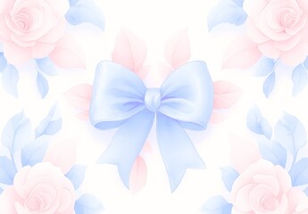 Fototapeta premium 白い背景にピンクとブルーのリボンのリボン