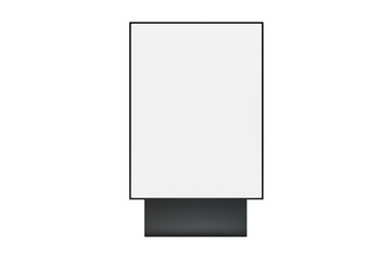 Blank vertical screen display mockup with black frame and base on a white background. Ideal for advertising and presentation purposes. 3D Rendering