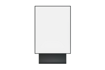 Blank vertical screen display mockup with black frame and base on a white background. Ideal for advertising and presentation purposes. 3D Rendering