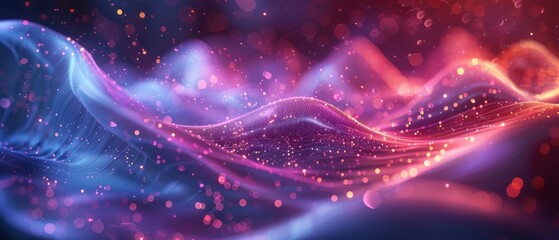 Obraz premium Futuristic Hologram with Digital Waves - Abstract Art 