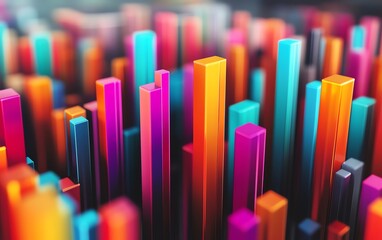 Obraz premium Vibrant abstract shapes in bright colors, creating a dynamic visual effect. Perfect for modern design projects and digital art.