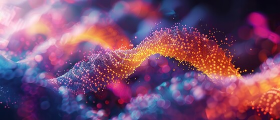 Naklejka premium Futuristic Hologram of Gene Sequence in Vibrant Scientific Visualization Technology Concept