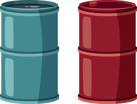 Metal barrels cartoon icon. Chemical fuel containers