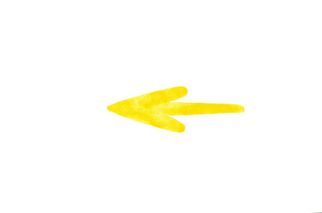 Yellow arrow isolated on white background