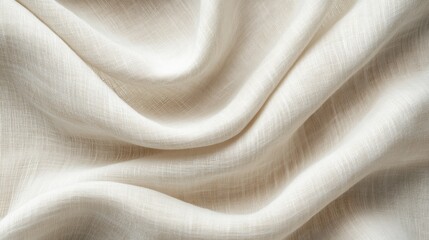 Beige linen fabric texture with folds and a natural floral sunlight shadows, aesthetic summer wedding bohemian background