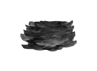 Black watercolor background texture isolated on a white