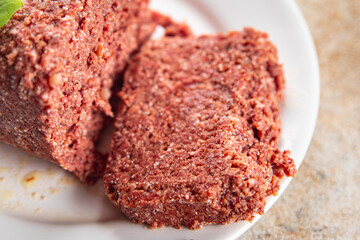 spam ham luncheon canned meat fresh meal food snack on the table copy space foodbackground rustic top view