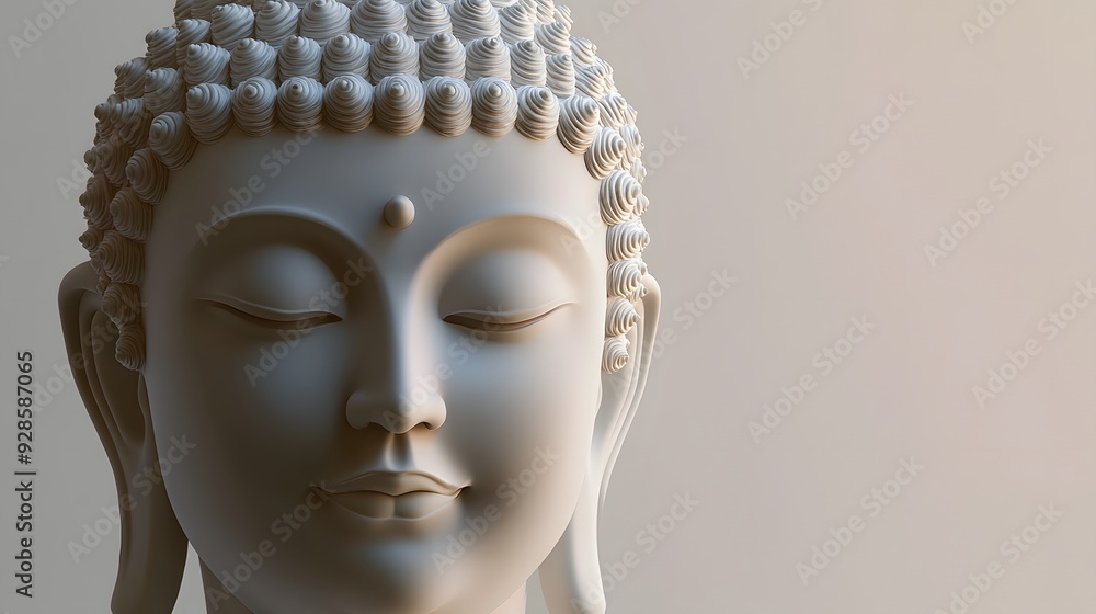 Aufkleber 29. 3d render of buddha with a serene expression and elegant, smooth textures, isolated on a pristin