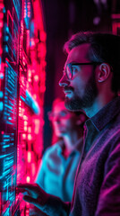 Obraz premium Engaged in Digital Data Interaction